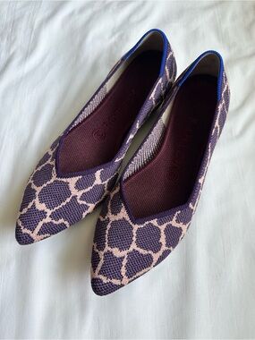 Rothy’s The Point Pointed Knit Ballet Flats in Plum and Light Pink